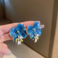 Wholesale Jewelry Sweet Heart Shape Flower Alloy Enamel Drop Earrings sku image 26