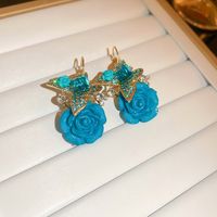 Wholesale Jewelry Sweet Heart Shape Flower Alloy Enamel Drop Earrings sku image 27