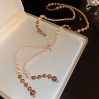 Simple Style Round Arylic Artificial Pearl Beaded Women's Necklace sku image 16