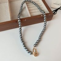 Einfacher Stil Runden Aryl Künstliche Perle Perlen Frau Halskette sku image 3