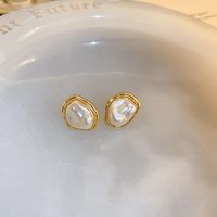 1 Pair Simple Style Heart Shape Inlay Copper Rhinestones Pearl Earrings sku image 6