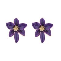 1 Pair Sweet Pastoral Flower Petal Enamel Flowers Alloy Gold Plated Ear Studs main image 4