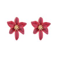 1 Pair Sweet Pastoral Flower Petal Enamel Flowers Alloy Gold Plated Ear Studs sku image 6