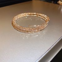 Elegant Lady Geometric Copper Inlay Zircon Bangle sku image 12