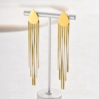 1 Pair Simple Style Water Droplets Tassel 201 Stainless Steel 18K Gold Plated Drop Earrings main image 3