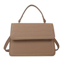 Women's Pu Leather Solid Color Basic Vintage Style Square Magnetic Buckle Shoulder Bag Handbag Crossbody Bag sku image 1