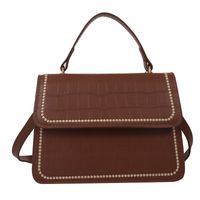 Women's Pu Leather Solid Color Basic Vintage Style Square Magnetic Buckle Shoulder Bag Handbag Crossbody Bag sku image 5