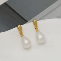 1 Pair Simple Style Water Droplets Plating Copper Gold Plated Drop Earrings main image 5