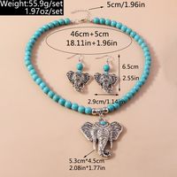Vintage Style Elephant Turquoise Zinc Alloy Beaded Women's Jewelry Set main image 2