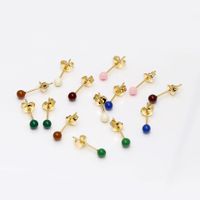 1 Pair Vintage Style Simple Style Solid Color Plating Copper 18K Gold Plated Ear Studs main image 1