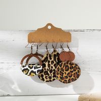 1 Set Vintage Style Cattle Layered Pu Leather Drop Earrings main image 4