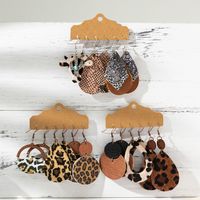 1 Set Vintage Style Cattle Layered Pu Leather Drop Earrings main image 1