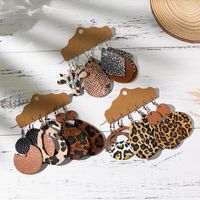 1 Set Vintage Style Cattle Layered Pu Leather Drop Earrings main image 5