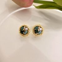 1 Pair Simple Style Flower Inlay Copper Zircon Ear Studs sku image 6