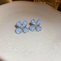 1 Pair Simple Style Flower Inlay Copper Zircon Ear Studs sku image 5