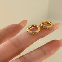 1 Pair Simple Style Solid Color Inlay Titanium Steel Zircon Earrings main image 4