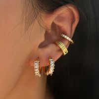 1 Paire Style Simple Couleur Unie Incruster Acier Au Titane Zircon Des Boucles D'oreilles main image 6