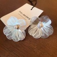 1 Pair Simple Style Flower Inlay Copper Pearl Ear Studs main image 3
