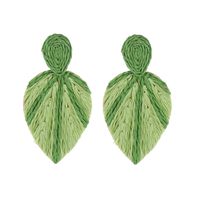 1 Pair Elegant Pastoral Leaves Raffia Drop Earrings sku image 2