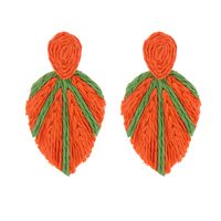 1 Pair Elegant Pastoral Leaves Raffia Drop Earrings sku image 3