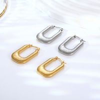 1 Pair Vintage Style Simple Style U Shape Solid Color Plating Stainless Steel 18k Gold Plated Earrings main image 1