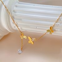 Simple Style Butterfly Stainless Steel Zircon Women's Anklet main image 1