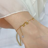 Simple Style Butterfly Stainless Steel Zircon Women's Anklet main image 4