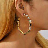 Wholesale Jewelry Retro Exaggerated Semicircle Zinc Alloy Plating Hollow Out Ear Studs main image 3
