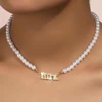 Simple Style Classic Style Letter Plastic Zinc Alloy Beaded Plating 14k Gold Plated Women's Pendant Necklace main image 3