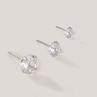 1 Set Simple Style Round Plating Inlay Sterling Silver Zircon Ear Studs main image 1