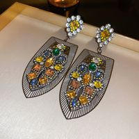 Vintage Style Heart Shape Alloy Plating Artificial Rhinestones Women's Earrings 1 Pair sku image 70