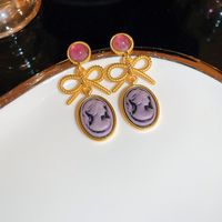Vintage Style Heart Shape Alloy Plating Artificial Rhinestones Women's Earrings 1 Pair sku image 43