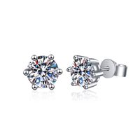 1 Pair Simple Style Round Plating Inlay Sterling Silver Zircon Silver Plated Ear Studs sku image 1