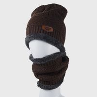 Wholesale New Korean Style Knitted Scarf Hat Set Fashionable Men's And Women's Warm With Velvet Thick Woolen Cap Scarf Autumn And Winter sku image 1