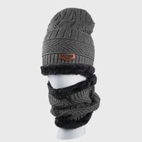 Wholesale New Korean Style Knitted Scarf Hat Set Fashionable Men's And Women's Warm With Velvet Thick Woolen Cap Scarf Autumn And Winter sku image 2