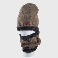 Wholesale New Korean Style Knitted Scarf Hat Set Fashionable Men's And Women's Warm With Velvet Thick Woolen Cap Scarf Autumn And Winter sku image 6