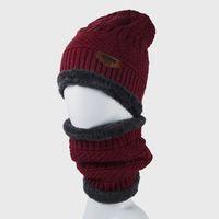 Wholesale New Korean Style Knitted Scarf Hat Set Fashionable Men's And Women's Warm With Velvet Thick Woolen Cap Scarf Autumn And Winter sku image 4