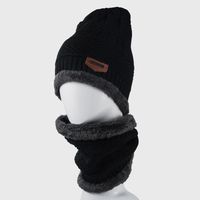 Wholesale New Korean Style Knitted Scarf Hat Set Fashionable Men's And Women's Warm With Velvet Thick Woolen Cap Scarf Autumn And Winter sku image 3