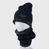 Wholesale New Korean Style Knitted Scarf Hat Set Fashionable Men's And Women's Warm With Velvet Thick Woolen Cap Scarf Autumn And Winter sku image 5