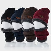 Wholesale New Korean Style Knitted Scarf Hat Set Fashionable Men's And Women's Warm With Velvet Thick Woolen Cap Scarf Autumn And Winter main image 1