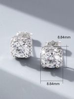 1 Pair Elegant Shiny Round Square Plating Inlay Sterling Silver Zircon Ear Studs main image 3