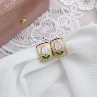 Wholesale Jewelry Sweet Square Flower Alloy Gold Plated Plating Ear Cuffs Ear Studs main image 4