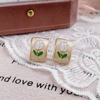 Wholesale Jewelry Sweet Square Flower Alloy Gold Plated Plating Ear Cuffs Ear Studs sku image 2