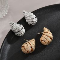 1 Pair Simple Style Water Droplets Plating Copper 18k Gold Plated White Gold Plated Ear Studs main image 1