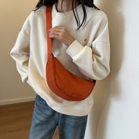 Women's All Seasons Cloth Solid Color Classic Style Streetwear Sewing Thread Dumpling Shape Zipper Shoulder Bag sku image 7