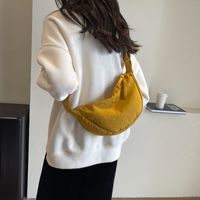 Women's All Seasons Cloth Solid Color Classic Style Streetwear Sewing Thread Dumpling Shape Zipper Shoulder Bag sku image 4