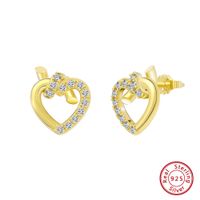 1 Pair Sweet Simple Style Korean Style Heart Shape Plating Inlay Sterling Silver Zircon 14k Gold Plated White Gold Plated Silver Plated Ear Studs main image 5
