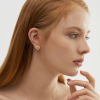 1 Pair Sweet Simple Style Korean Style Heart Shape Plating Inlay Sterling Silver Zircon 14k Gold Plated White Gold Plated Silver Plated Ear Studs main image 3