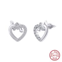 1 Pair Sweet Simple Style Korean Style Heart Shape Plating Inlay Sterling Silver Zircon 14k Gold Plated White Gold Plated Silver Plated Ear Studs main image 4