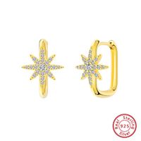 1 Pair French Style Simple Style Korean Style Hexagram Plating Inlay Sterling Silver Zircon 14k Gold Plated White Gold Plated Silver Plated Earrings main image 5